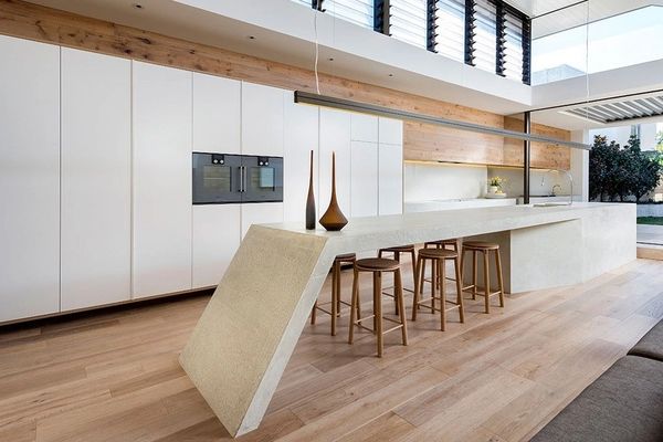 Modern kitchen with wood flooring